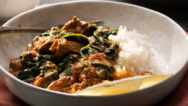 lamb saag with rice