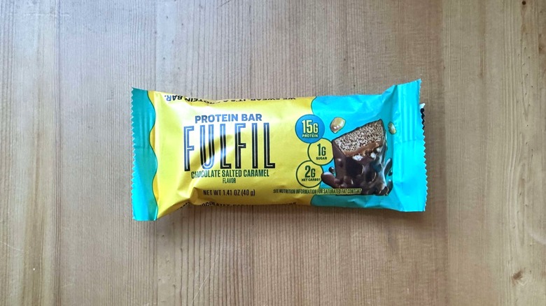 Fulfil protein bar on wooden table