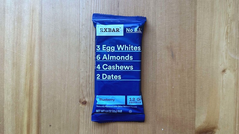 RXBar protein bar on wooden table