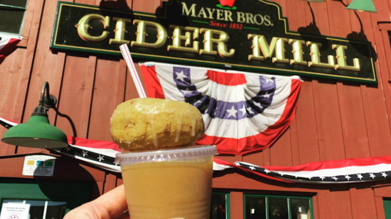 Donut and cider at mill