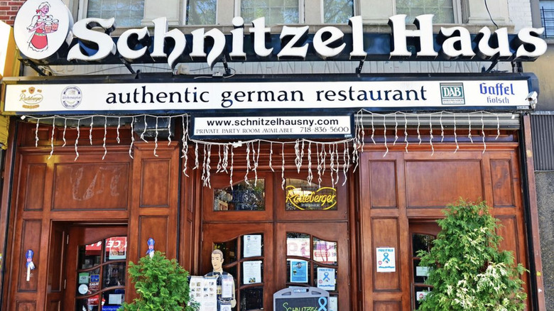 Schnitzel Haus exterior with sign