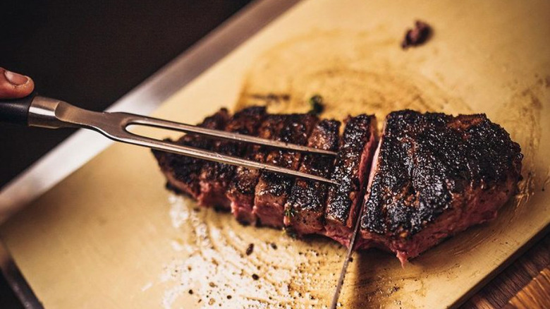 Perfectly sliced steak