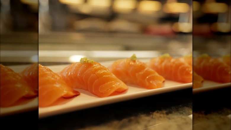 Fresh salmon nigiri
