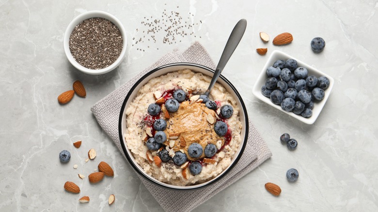 oatmeal fruit almond butter bowl