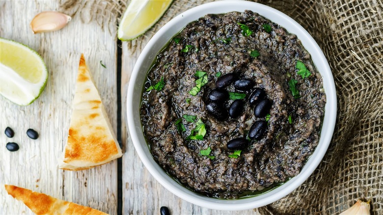 Bowl of black bean hummus