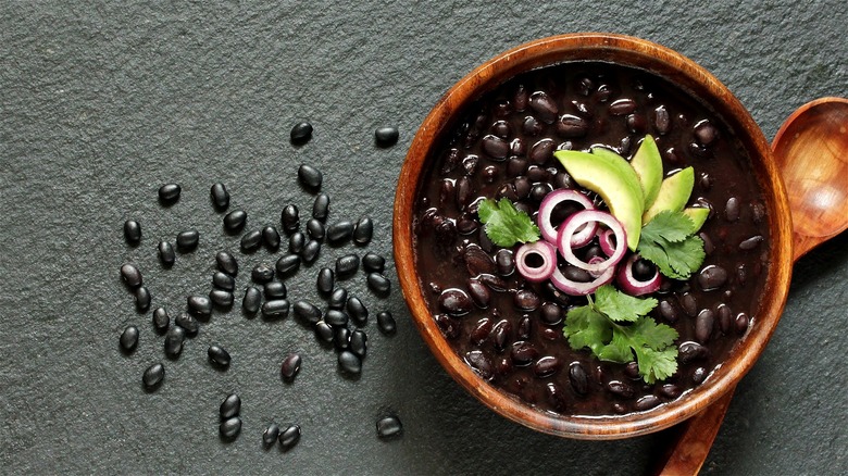 Bowl of black bean soup