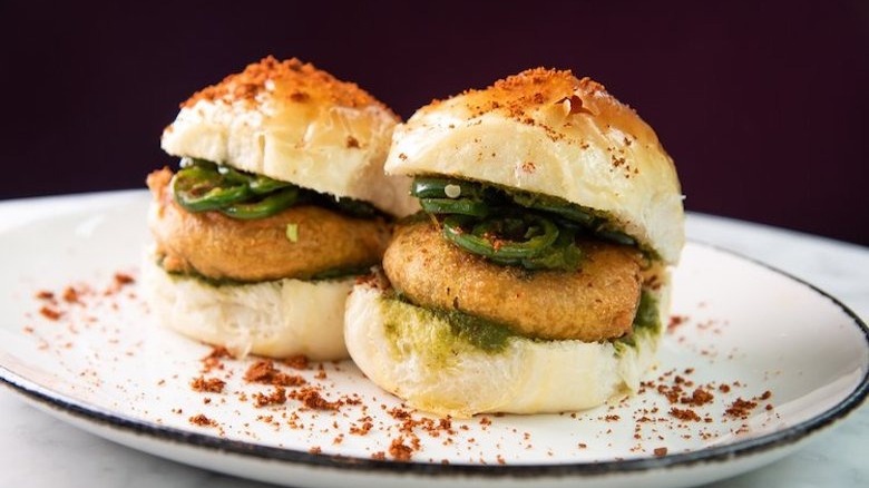 Veggie burgers on Indian pao bread