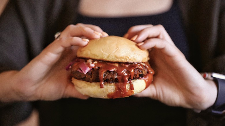 Veggie burger with Korean BBQ sauce