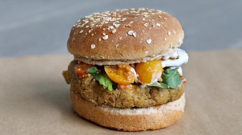 Veggie burger with chow chow