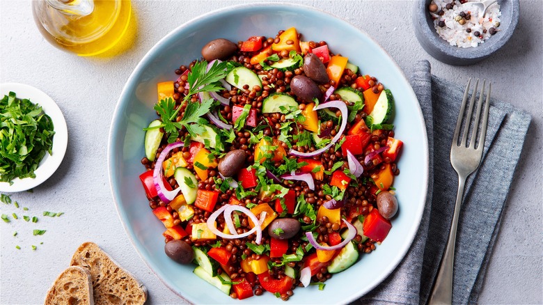 Lentil salad with herbs