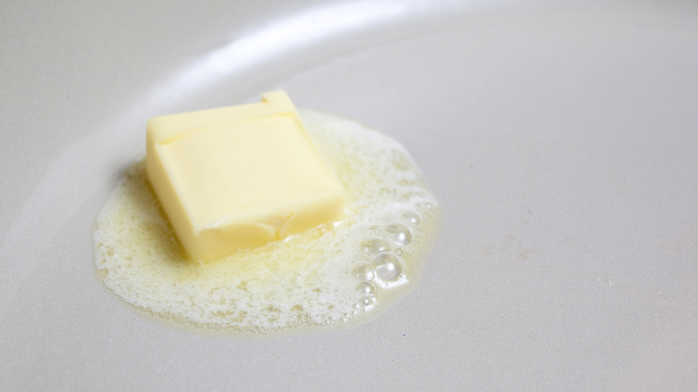 butter melting in pan