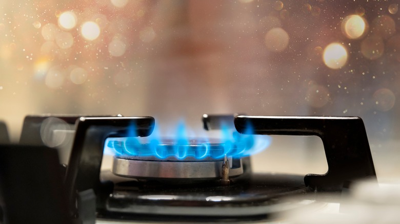 gas stove with flames