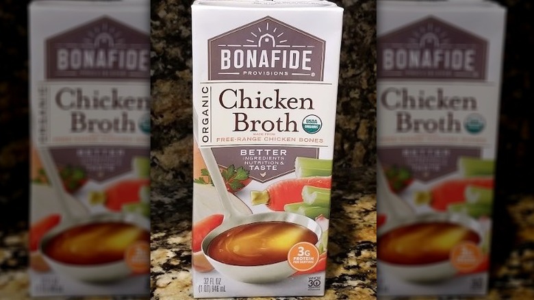 Box of Bonafide Provisions chicken broth