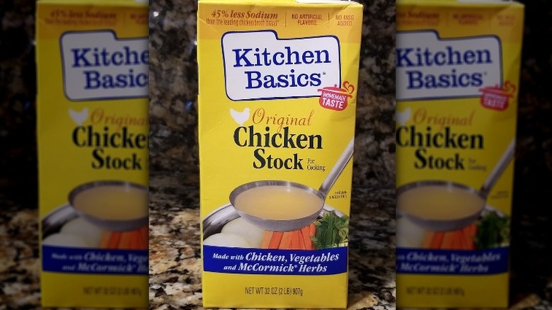Box of Kitchen Basics chicken stock