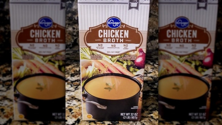 Box of Kroger Chicken Broth