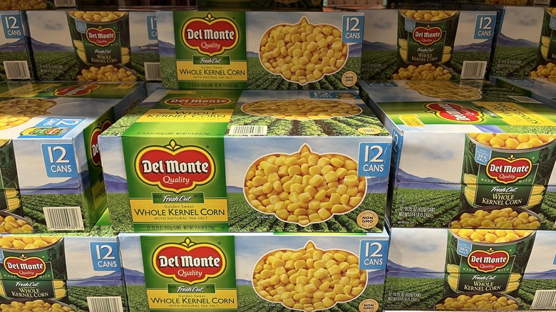 Canned Del Monte corn boxes