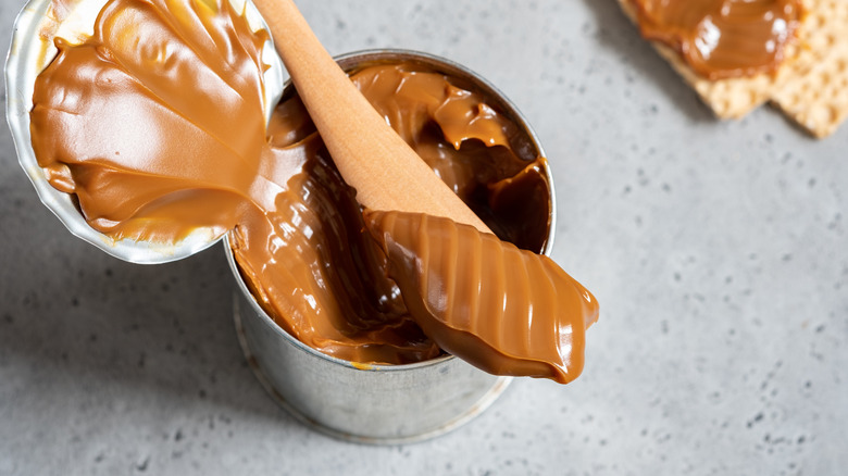 Dulce de leche caramel condensed milk in a can