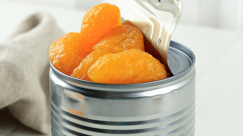 close up of canned mandarin oranges