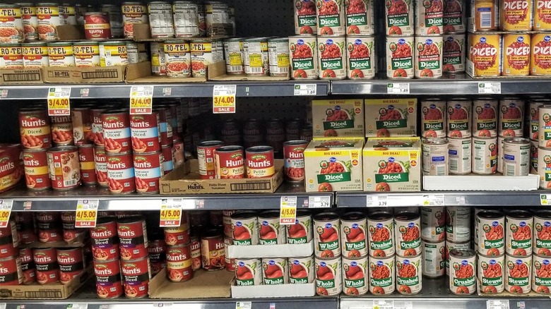 Cans of tomatoes