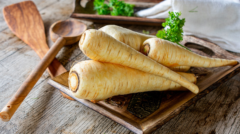 Parsnips on table