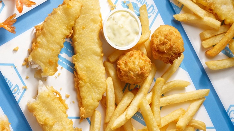 Captain D's fish, French fries, and hush puppies