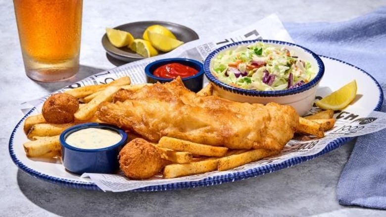 Red Lobster Fish and Chips with hush puppies