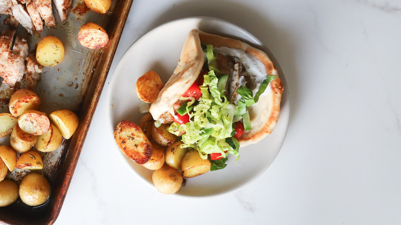 Sheet-Pan Chicken Shawarma and Lemon-Rosemary Potatoes