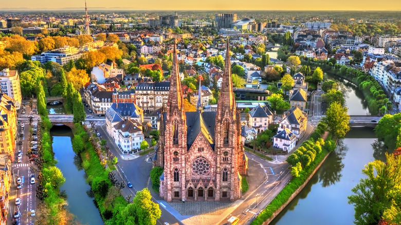 Aerial shot of Strasbourg, France