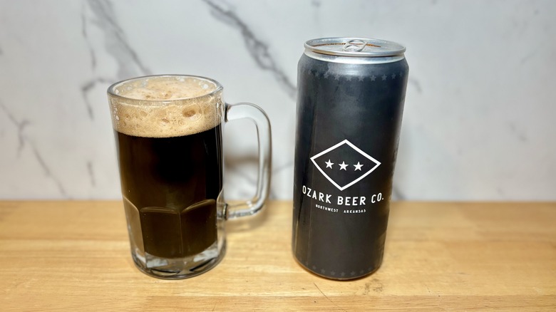 open crowler of Ozark Beer Company's Onyx Coffee Stout