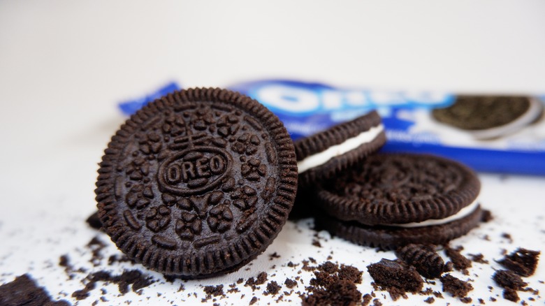 Oreo cookies on table