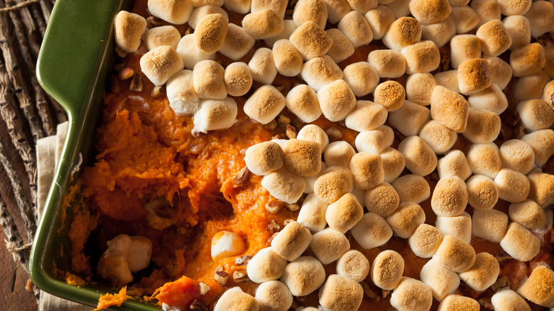 Sweet potato casserole with marshmallow topping