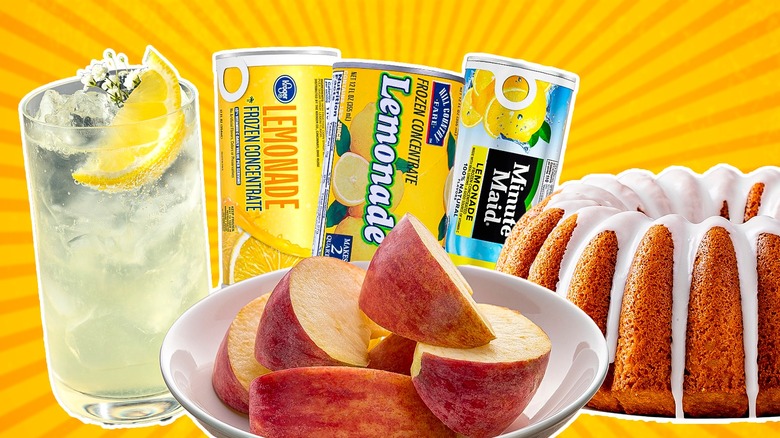 Lemonade cans with food