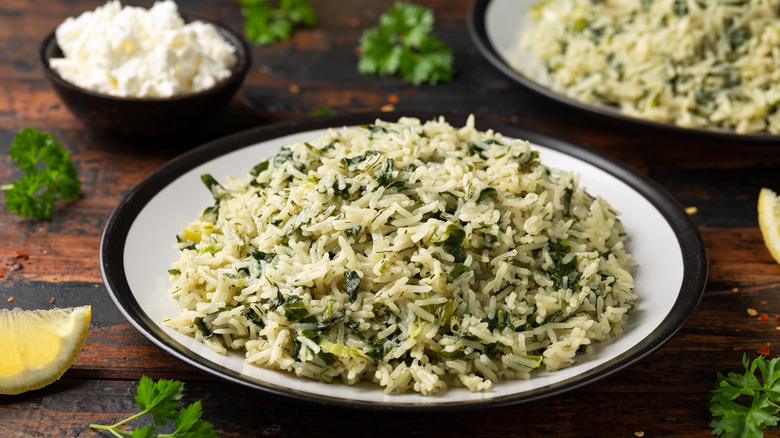 Greek rice with spinach