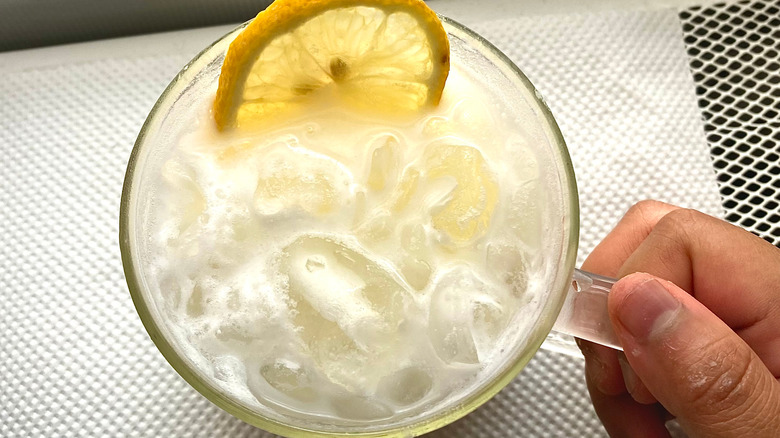 Glass of whipped lemonade