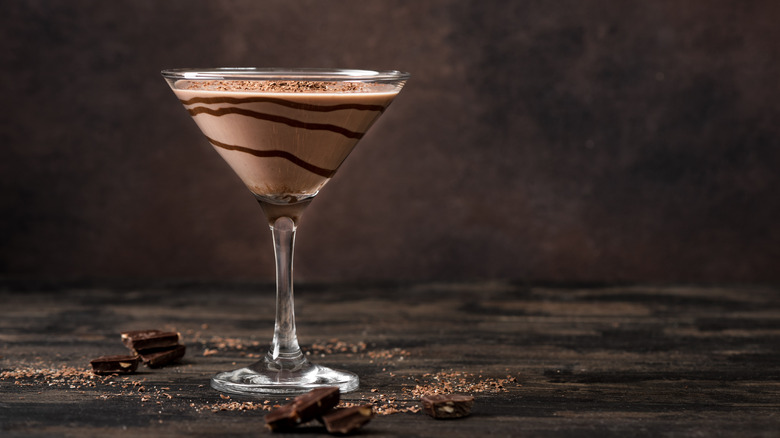 chocolate martini with swirled chocolate