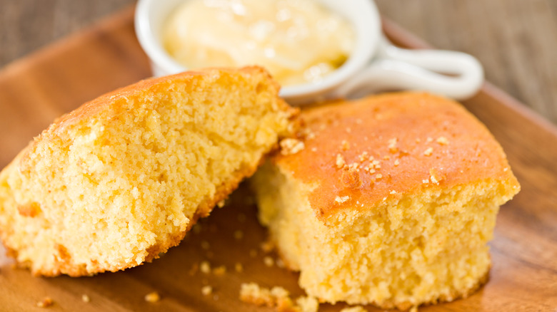 freshly baked slices of cornbread