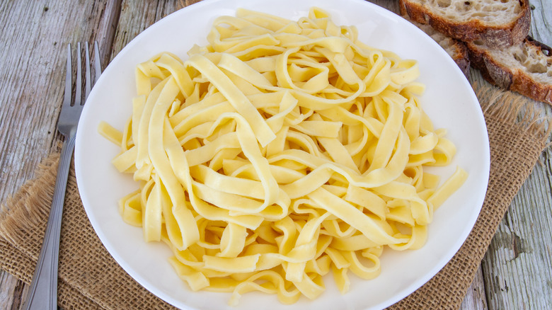 Plate of buttered noodles