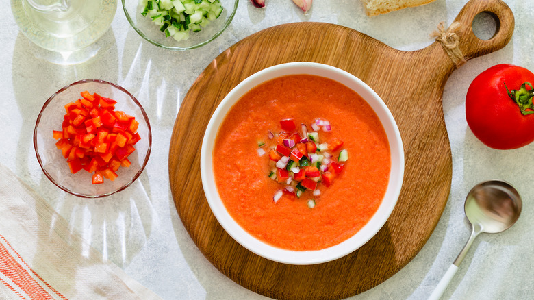 Bowl of gazpacho soup