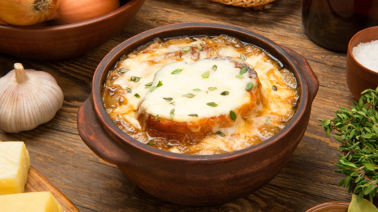 Bowl of French onion soup