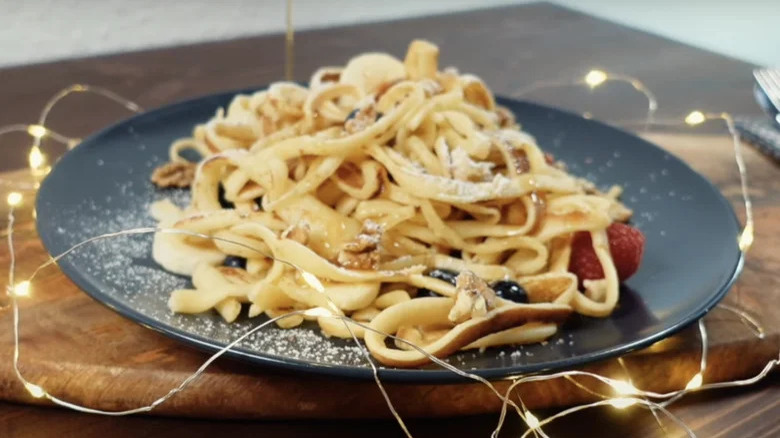 Breakfast spaghetti on plate