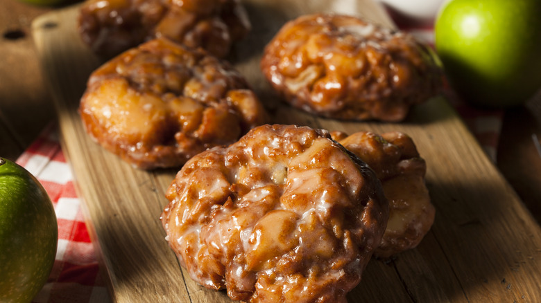 Apple fritters on plate