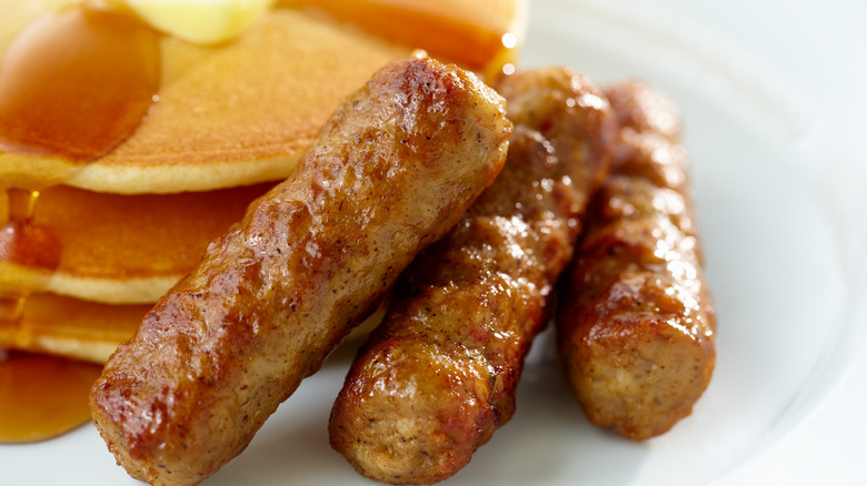 Breakfast sausage with pancakes