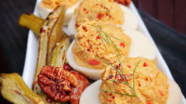 deviled eggs with pimento cheese