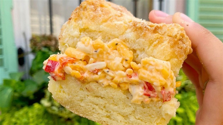 handheld pimento cheese biscuit