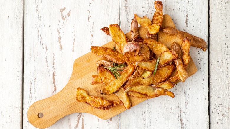 Aerial shot of potato peel chips