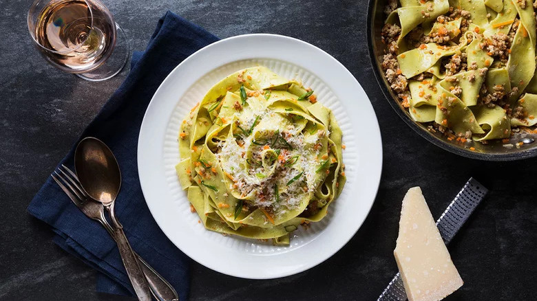 scallion pasta with goat cheese