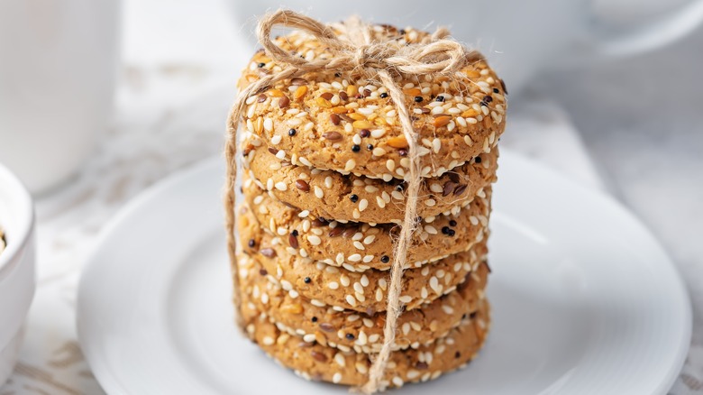 stack of sesame cookies