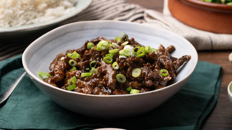 beef dish with sesame seeds