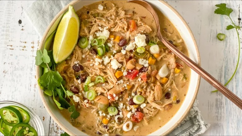 bowl of white chicken chili