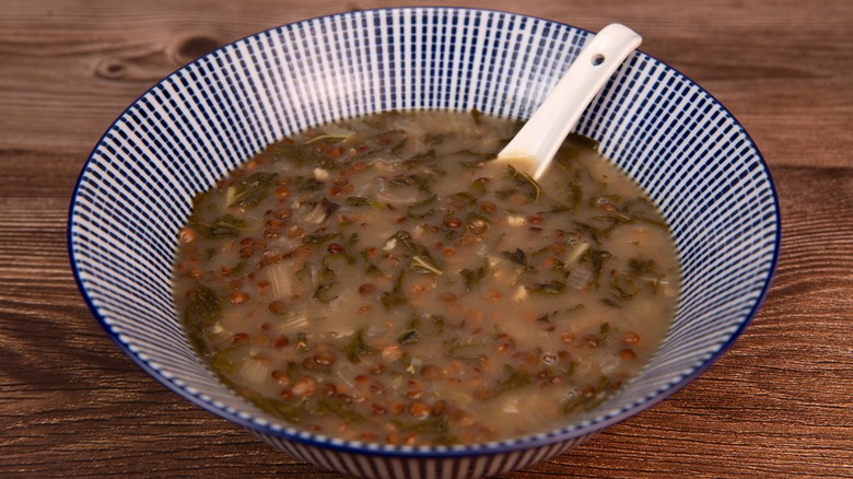 Lebanese lentil, chard, and lemon soup